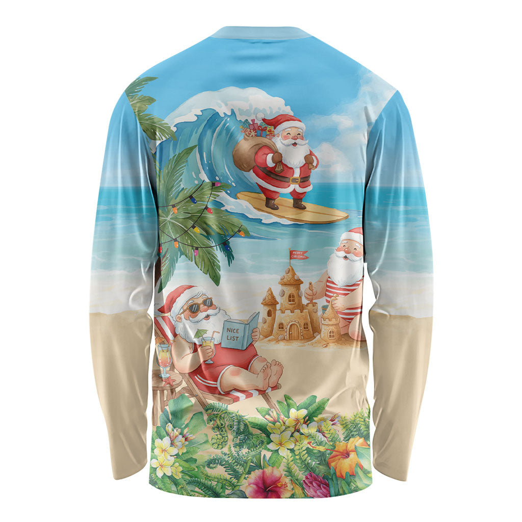Tropical Christmas Funny Santa Long Sleeve Shirt Beach Vacation LT7 - Polynesian Pride