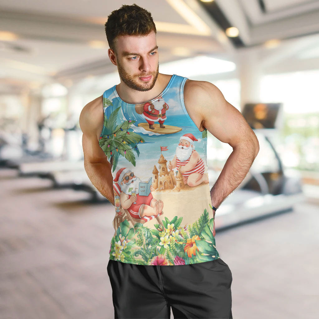 Tropical Christmas Funny Santa Men Tank Top Beach Vacation LT7 Multicolor - Polynesian Pride