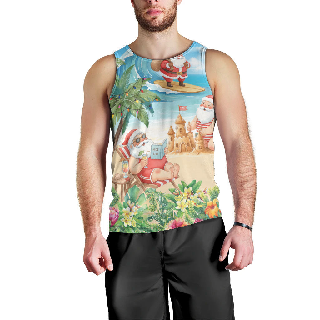 Tropical Christmas Funny Santa Men Tank Top Beach Vacation LT7 - Polynesian Pride