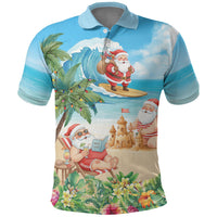 Tropical Christmas Funny Santa Polo Shirt Beach Vacation LT7 Multicolor - Polynesian Pride