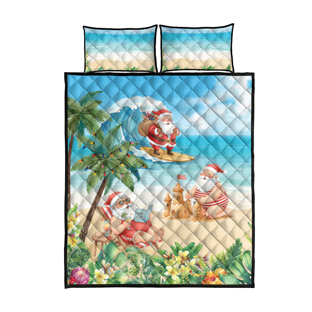Tropical Christmas Funny Santa Quilt Bed Set Beach Vacation LT7 - Polynesian Pride
