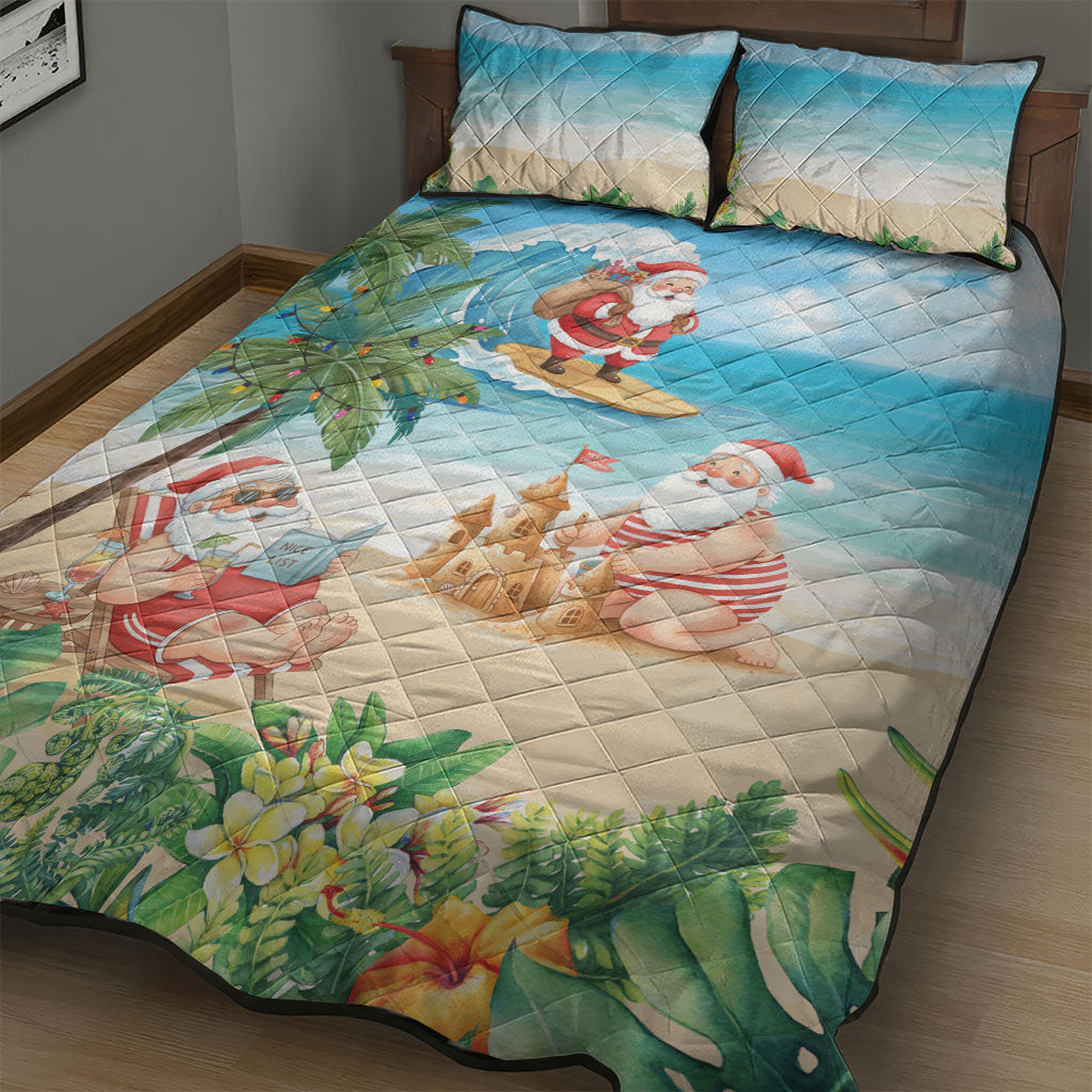 Tropical Christmas Funny Santa Quilt Bed Set Beach Vacation LT7 - Polynesian Pride