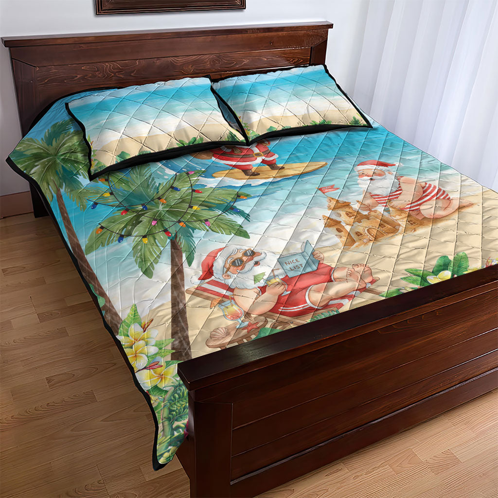 Tropical Christmas Funny Santa Quilt Bed Set Beach Vacation LT7 - Polynesian Pride