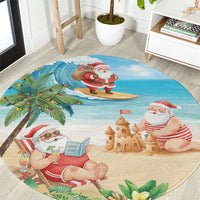Tropical Christmas Funny Santa Round Carpet Beach Vacation LT7 Multicolor - Polynesian Pride