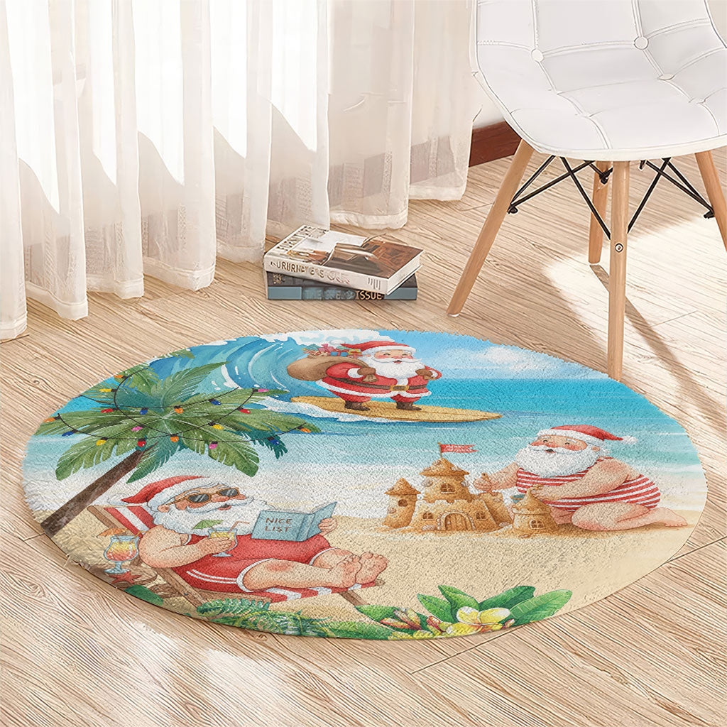 Tropical Christmas Funny Santa Round Carpet Beach Vacation LT7 - Polynesian Pride