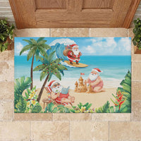 Tropical Christmas Funny Santa Rubber Doormat Beach Vacation LT7 Multicolor - Polynesian Pride