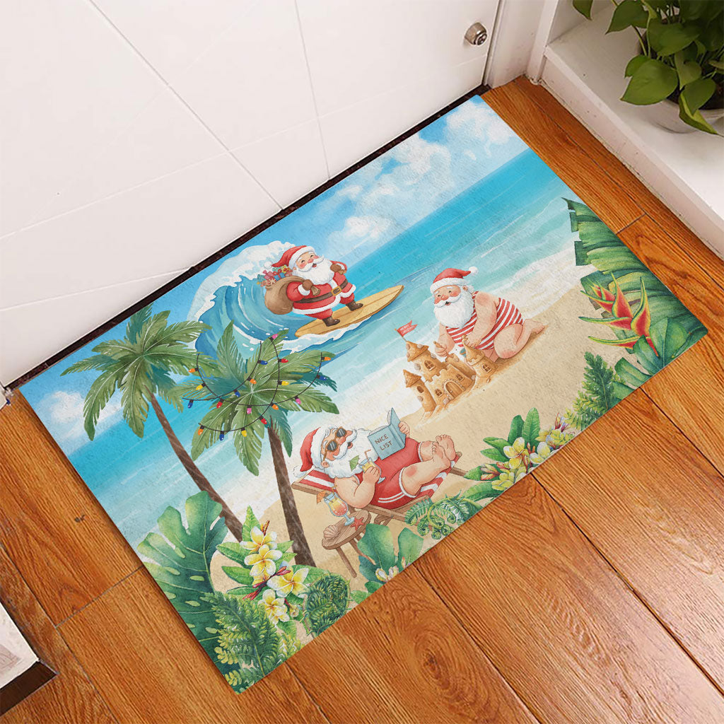 Tropical Christmas Funny Santa Rubber Doormat Beach Vacation LT7 - Polynesian Pride