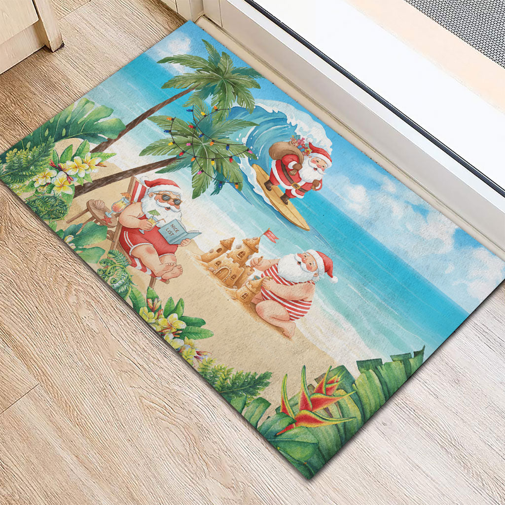 Tropical Christmas Funny Santa Rubber Doormat Beach Vacation LT7 - Polynesian Pride