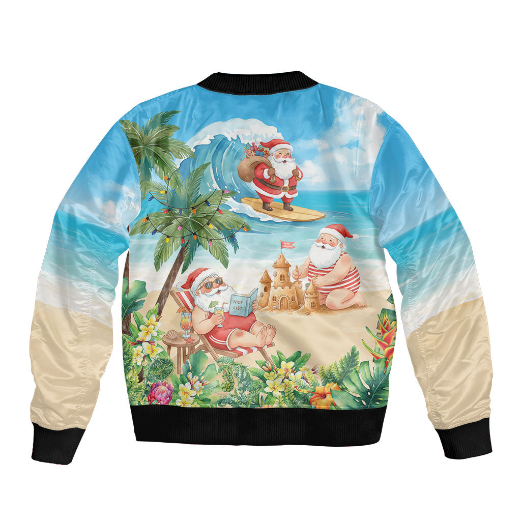 Tropical Christmas Funny Santa Sleeve Zip Bomber Jacket Beach Vacation LT7 - Polynesian Pride