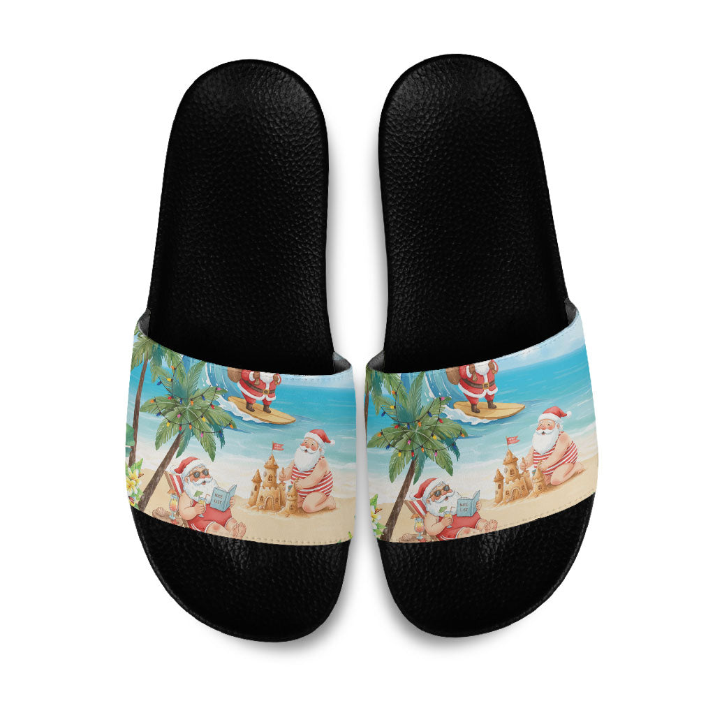 Tropical Christmas Funny Santa Slide Sandals Beach Vacation LT7 Multicolor - Polynesian Pride