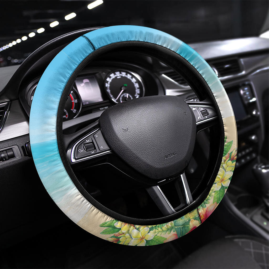 Tropical Christmas Funny Santa Steering Wheel Cover Beach Vacation LT7 Universal Fit Multicolor - Polynesian Pride