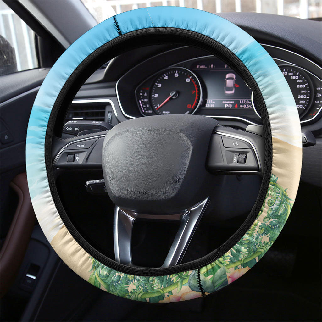 Tropical Christmas Funny Santa Steering Wheel Cover Beach Vacation LT7 - Polynesian Pride