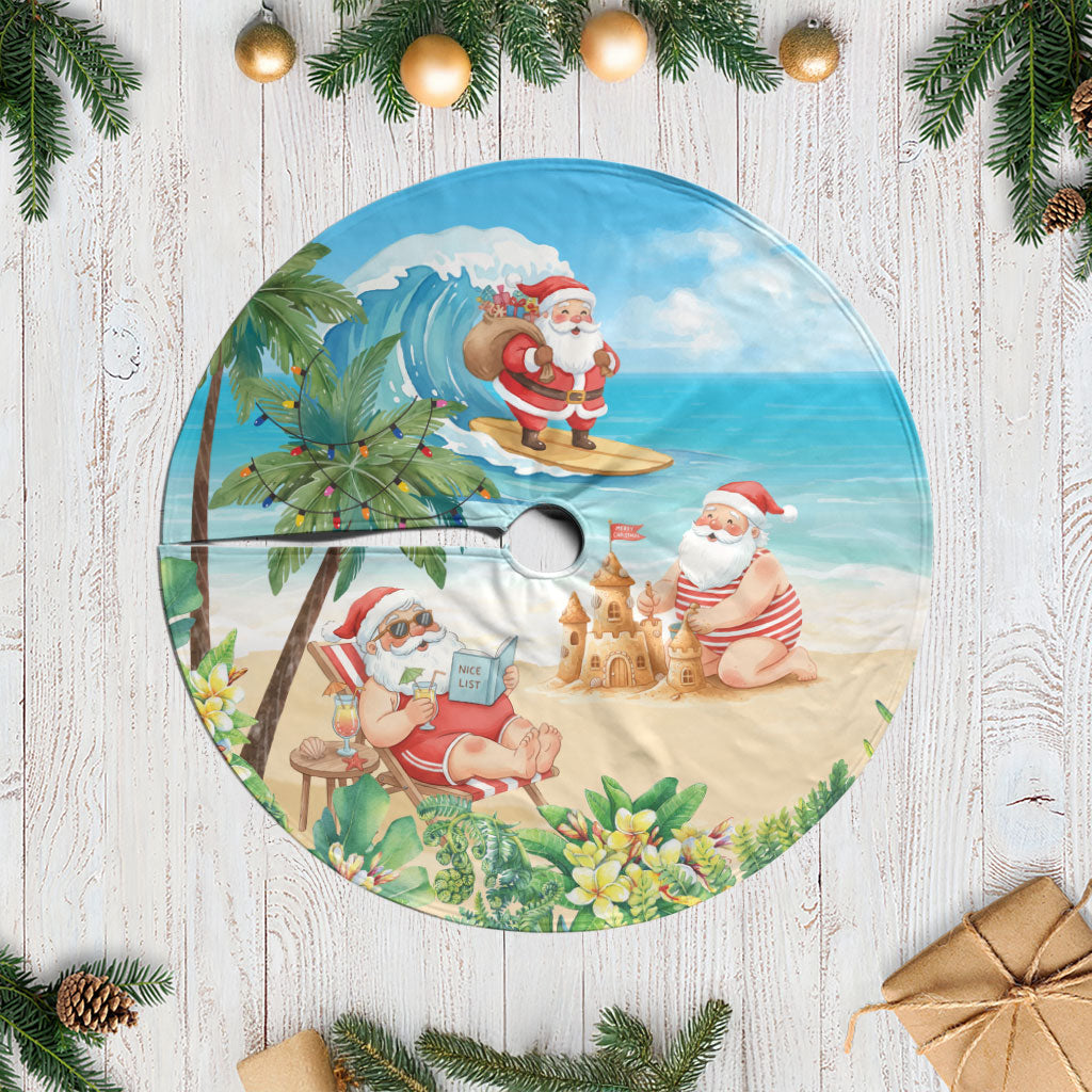 Tropical Christmas Funny Santa Tree Skirt Beach Vacation LT7 Casual Multicolor - Polynesian Pride