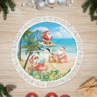 Tropical Christmas Funny Santa Tree Skirt Beach Vacation LT7 Fringed Multicolor - Polynesian Pride