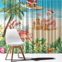 Tropical Christmas Funny Santa Window Curtain Beach Vacation LT7 - Polynesian Pride
