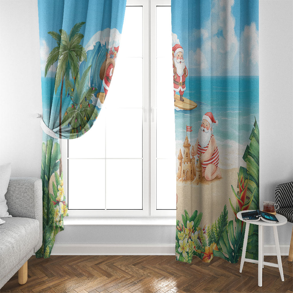 Tropical Christmas Funny Santa Window Curtain Beach Vacation LT7 - Polynesian Pride