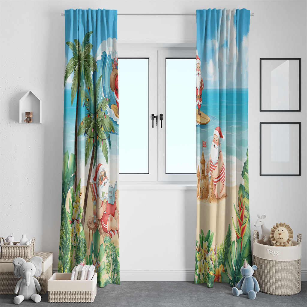 Tropical Christmas Funny Santa Window Curtain Beach Vacation LT7 - Polynesian Pride