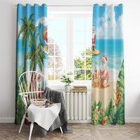 Tropical Christmas Funny Santa Window Curtain Beach Vacation LT7 - Polynesian Pride