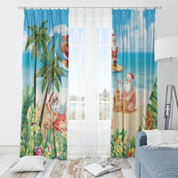 Tropical Christmas Funny Santa Window Curtain Beach Vacation LT7 - Polynesian Pride
