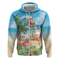 Tropical Christmas Funny Santa Zip Hoodie Beach Vacation LT7 Zip Hoodie Multicolor - Polynesian Pride