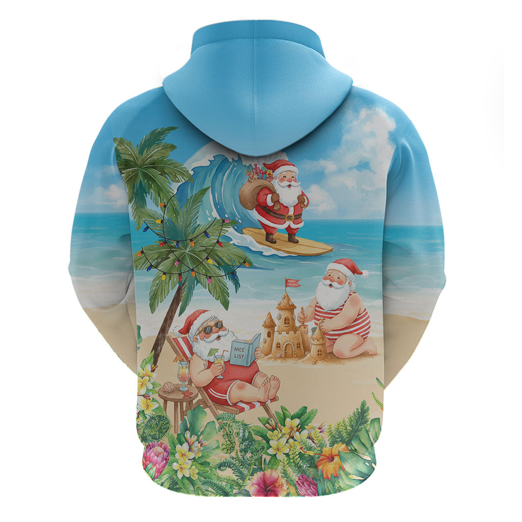 Tropical Christmas Funny Santa Zip Hoodie Beach Vacation LT7 - Polynesian Pride