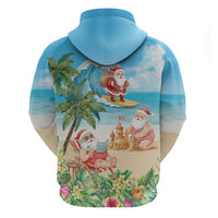 Tropical Christmas Funny Santa Zip Hoodie Beach Vacation LT7 - Polynesian Pride