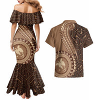 Papua New Guinea Oro Tapa Motif Couples Matching Mermaid Dress and Hawaiian Shirt Classic LT7 - Polynesian Pride