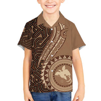Papua New Guinea Oro Tapa Motif Family Matching Puletasi and Hawaiian Shirt Classic LT7 Son's Shirt Brown - Polynesian Pride