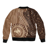 Papua New Guinea Oro Tapa Motif Sleeve Zip Bomber Jacket Classic