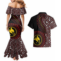 Papua New Guinea Oro Tapa Motif Couples Matching Mermaid Dress and Hawaiian Shirt Special LT7 - Polynesian Pride