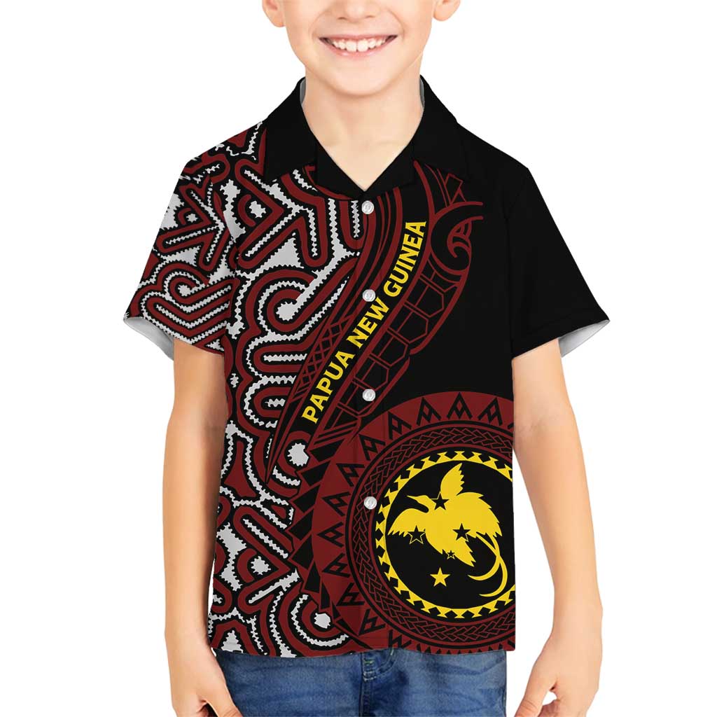 Papua New Guinea Oro Tapa Motif Family Matching Puletasi and Hawaiian Shirt Special LT7 Son's Shirt Black - Polynesian Pride