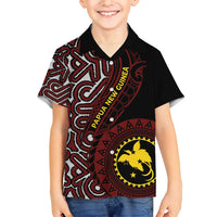 Papua New Guinea Oro Tapa Motif Family Matching Short Sleeve Bodycon Dress and Hawaiian Shirt Special LT7 Son's Shirt Black - Polynesian Pride