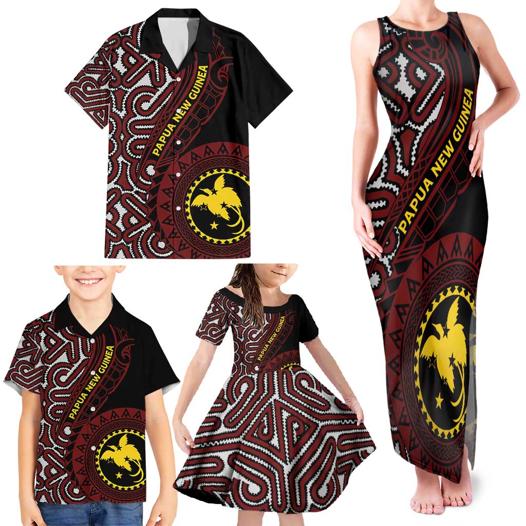 Papua New Guinea Oro Tapa Motif Family Matching Tank Maxi Dress and Hawaiian Shirt Special