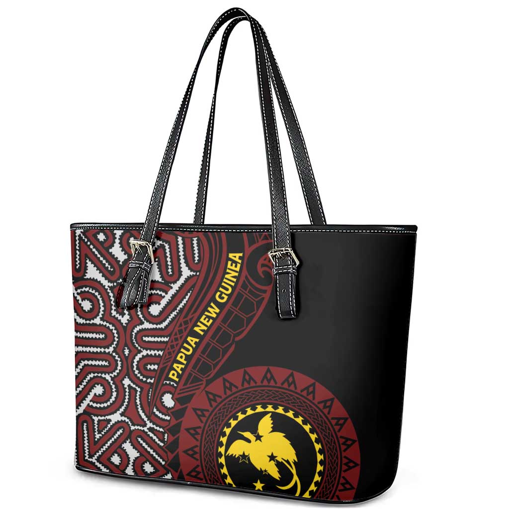 Papua New Guinea Oro Tapa Motif Leather Tote Bag Special