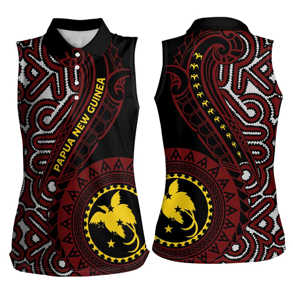 Papua New Guinea Oro Tapa Motif Women Sleeveless Polo Shirt Special