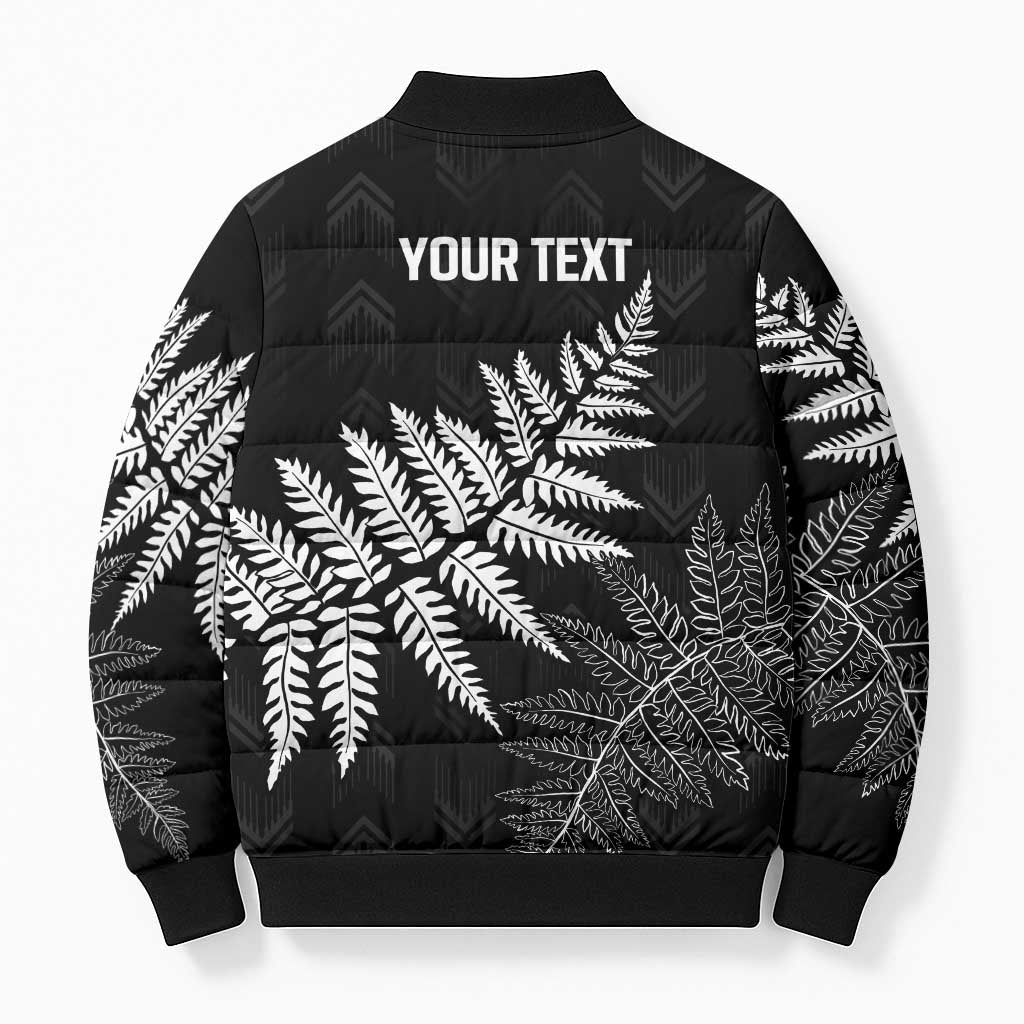 New Zealand Lawn Bowls Personalized Bomber Puffer Jacket Wrap-Around Silver Fern - Polynesian Pride