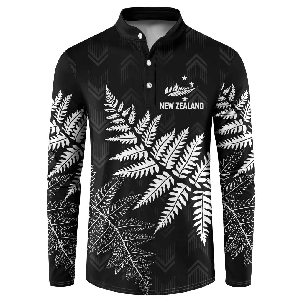 New Zealand Lawn Bowls Personalized Button Sweatshirt Wrap-Around Silver Fern - Polynesian Pride