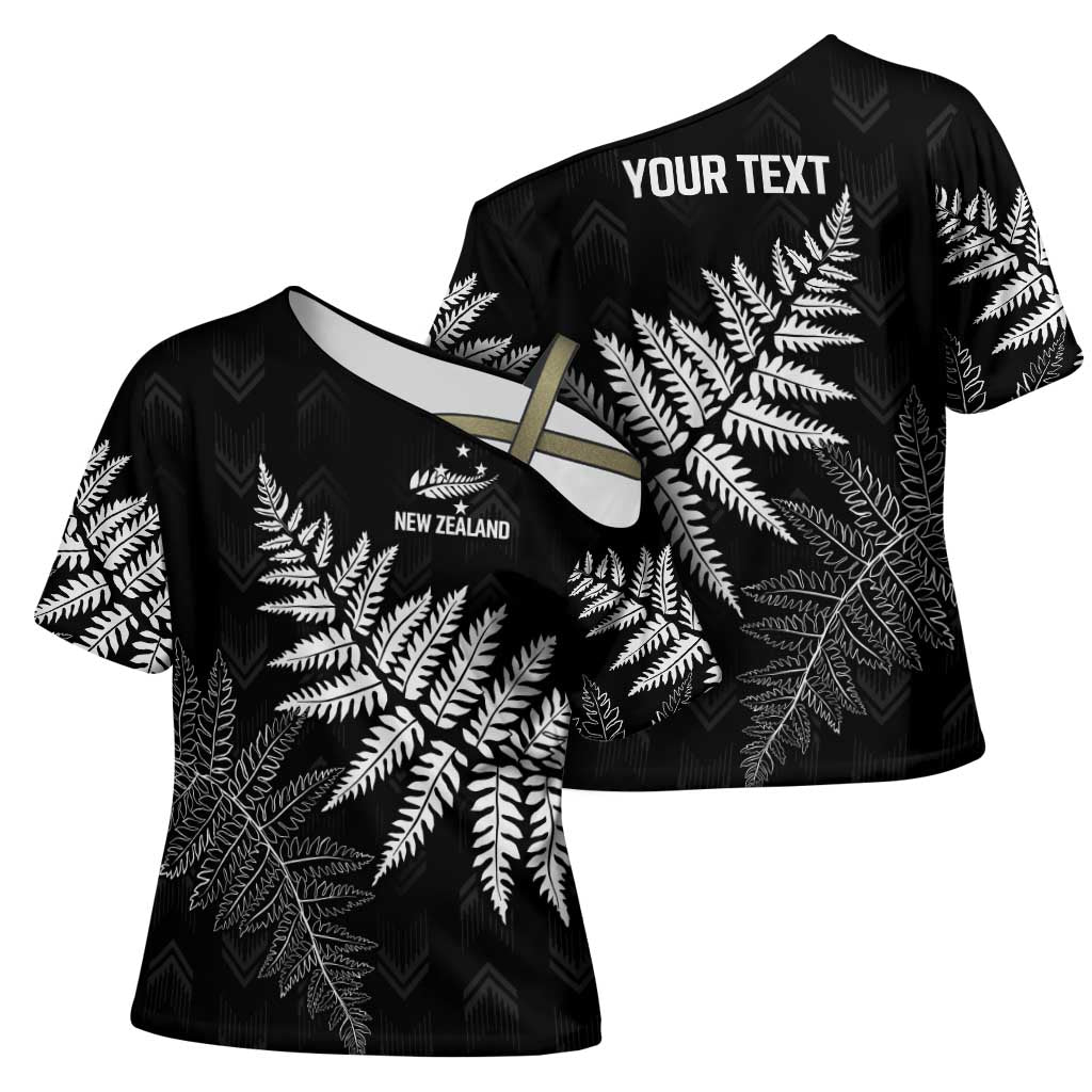 New Zealand Lawn Bowls Personalized Cross Shoulder Shirt Wrap-Around Silver Fern - Polynesian Pride
