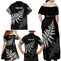 New Zealand Lawn Bowls Personalized Family Matching Off Shoulder Maxi Dress and Hawaiian Shirt Wrap-Around Silver Fern - Polynesian Pride