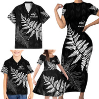 New Zealand Lawn Bowls Personalized Family Matching Short Sleeve Bodycon Dress and Hawaiian Shirt Wrap-Around Silver Fern - Polynesian Pride