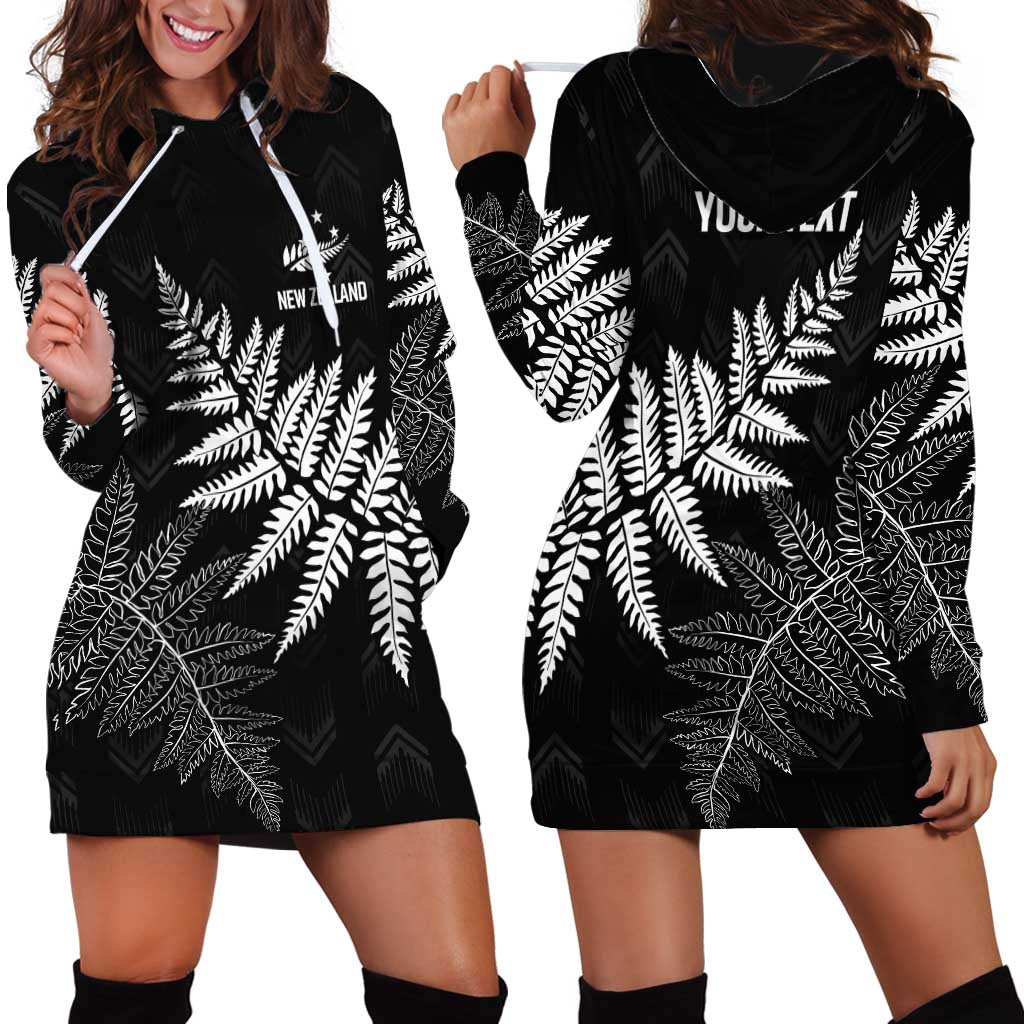 New Zealand Lawn Bowls Personalized Hoodie Dress Wrap-Around Silver Fern - Polynesian Pride