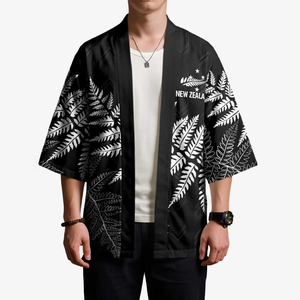 New Zealand Lawn Bowls Personalized Kimono Wrap-Around Silver Fern - Polynesian Pride