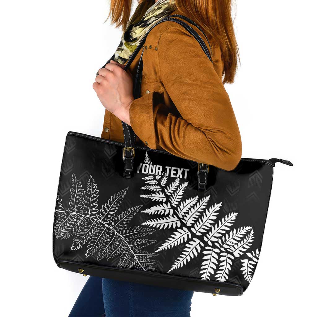 New Zealand Lawn Bowls Personalized Leather Tote Bag Wrap-Around Silver Fern - Polynesian Pride