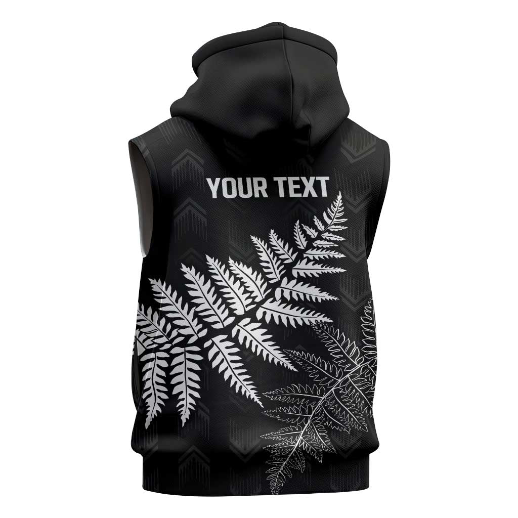 New Zealand Lawn Bowls Personalized Sleeveless Zip Hoodie Wrap-Around Silver Fern - Polynesian Pride