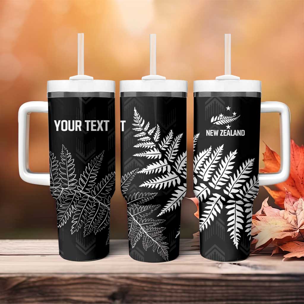 New Zealand Lawn Bowls Personalized Tumbler With Handle Wrap-Around Silver Fern - Polynesian Pride