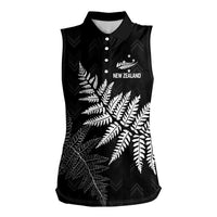New Zealand Lawn Bowls Personalized Women Sleeveless Polo Shirt Wrap-Around Silver Fern - Polynesian Pride