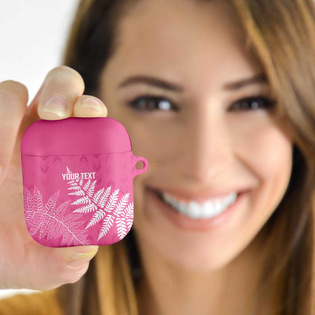 New Zealand Lawn Bowls Breast Cancer Personalized AirPods Case Wrap-Around Silver Fern - Polynesian Pride