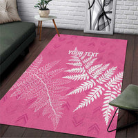 New Zealand Lawn Bowls Breast Cancer Personalized Area Rug Wrap-Around Silver Fern - Polynesian Pride
