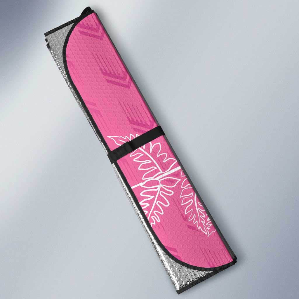 New Zealand Lawn Bowls Breast Cancer Personalized Auto Sun Shade Wrap-Around Silver Fern - Polynesian Pride