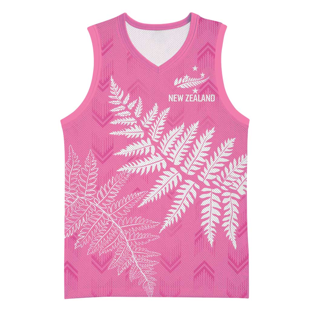 New Zealand Lawn Bowls Breast Cancer Personalized Basketball Jersey Wrap-Around Silver Fern - Polynesian Pride